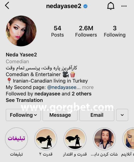 پیج اینستاگرام ندا یاسی